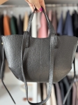 Torba shopper damska średnia skórzana shopperka POLA | czarna