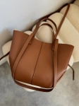 Torba shopper damska średnia skórzana shopperka POLA | brązowa 