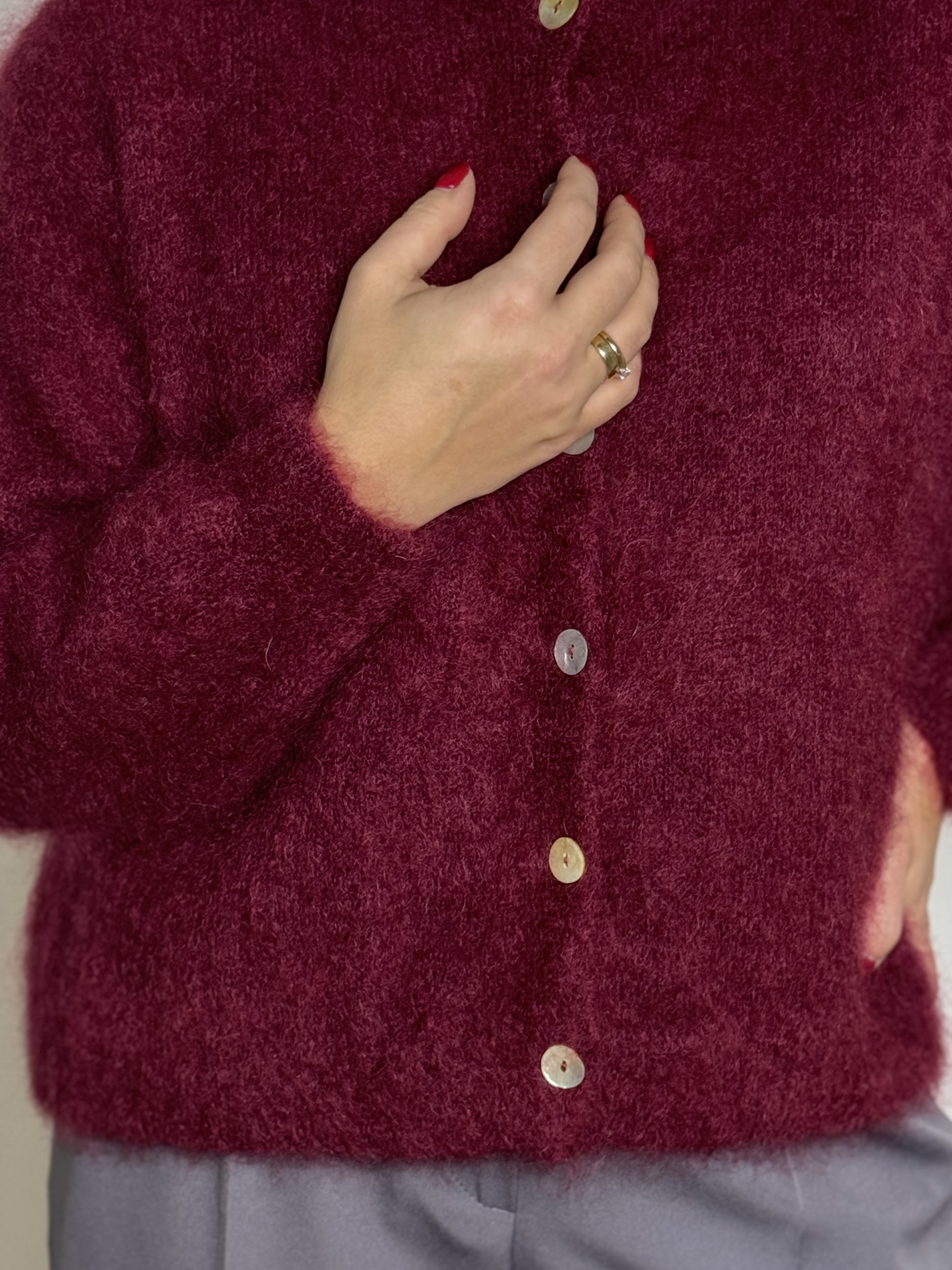 sweter kardigan damski kid moher