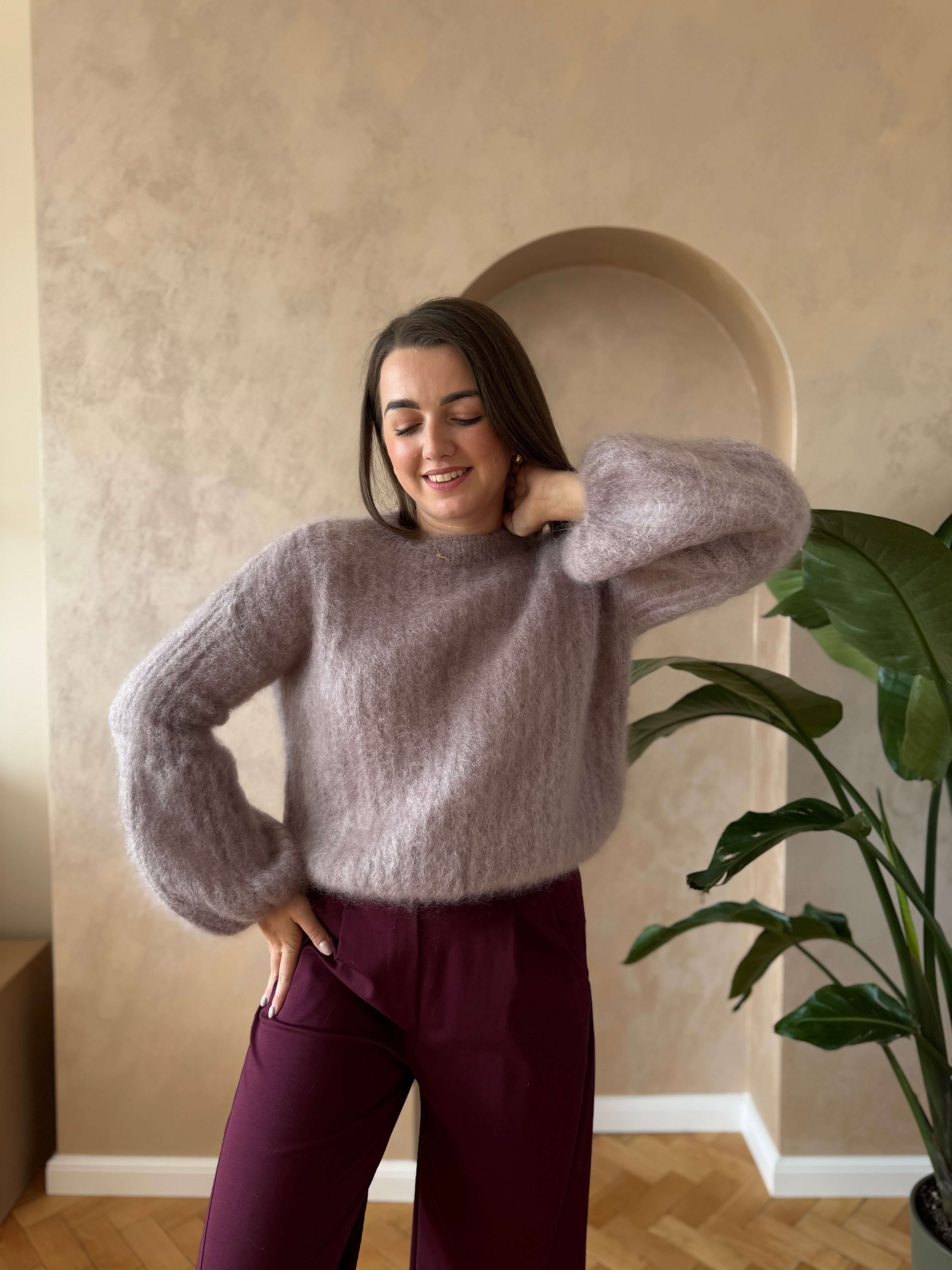 sweter z szerokimi rękawami kid moher